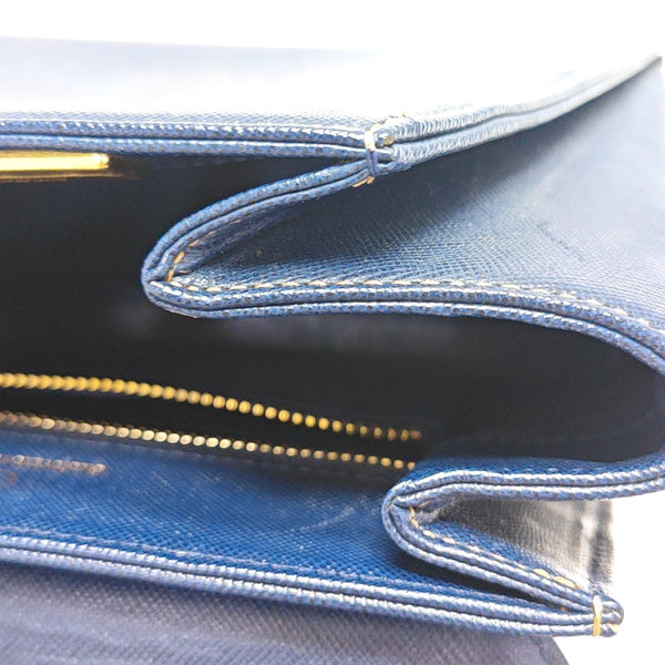 Leather Shoulder Bag Blue