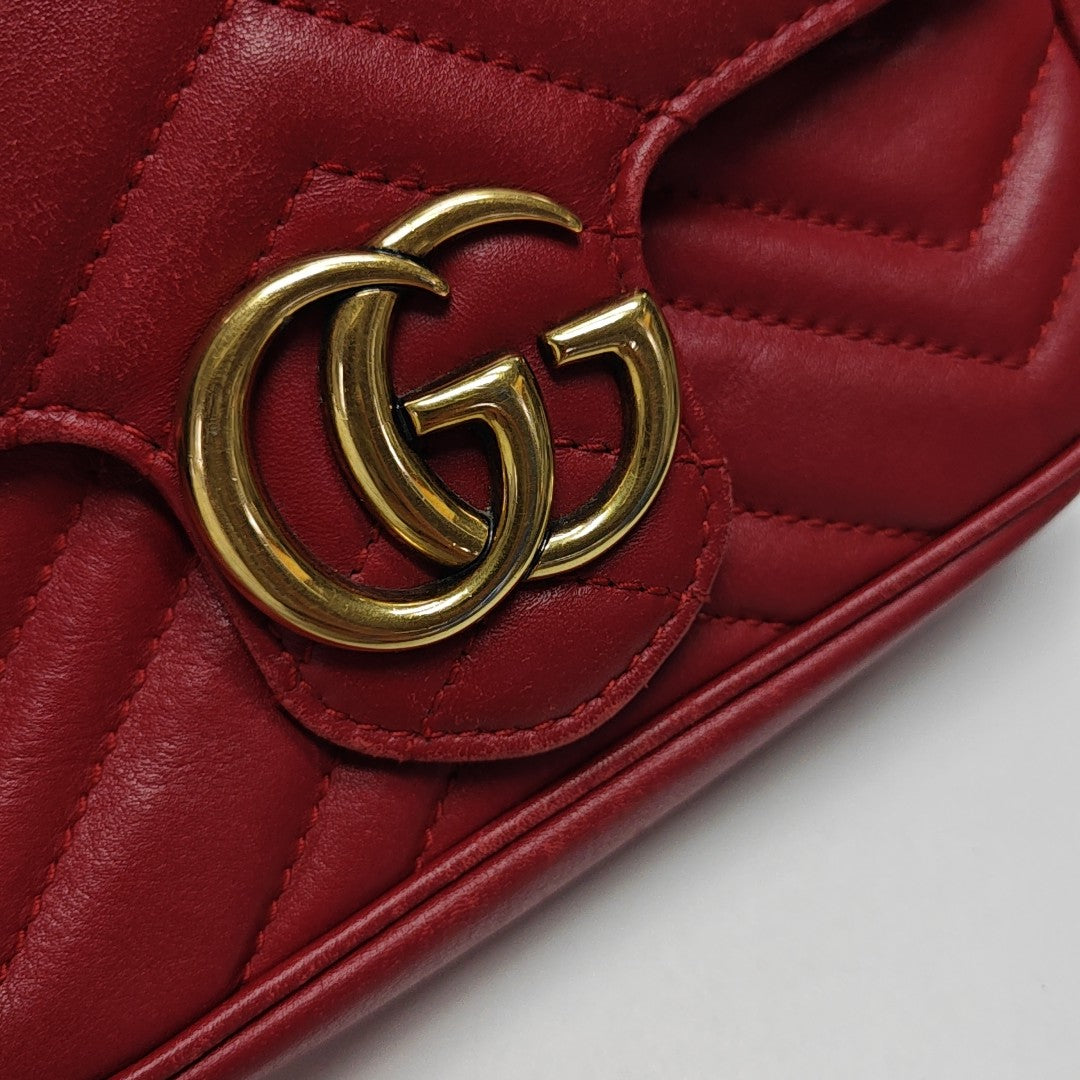 GG Marmont Mini Quilted Calfskin Red