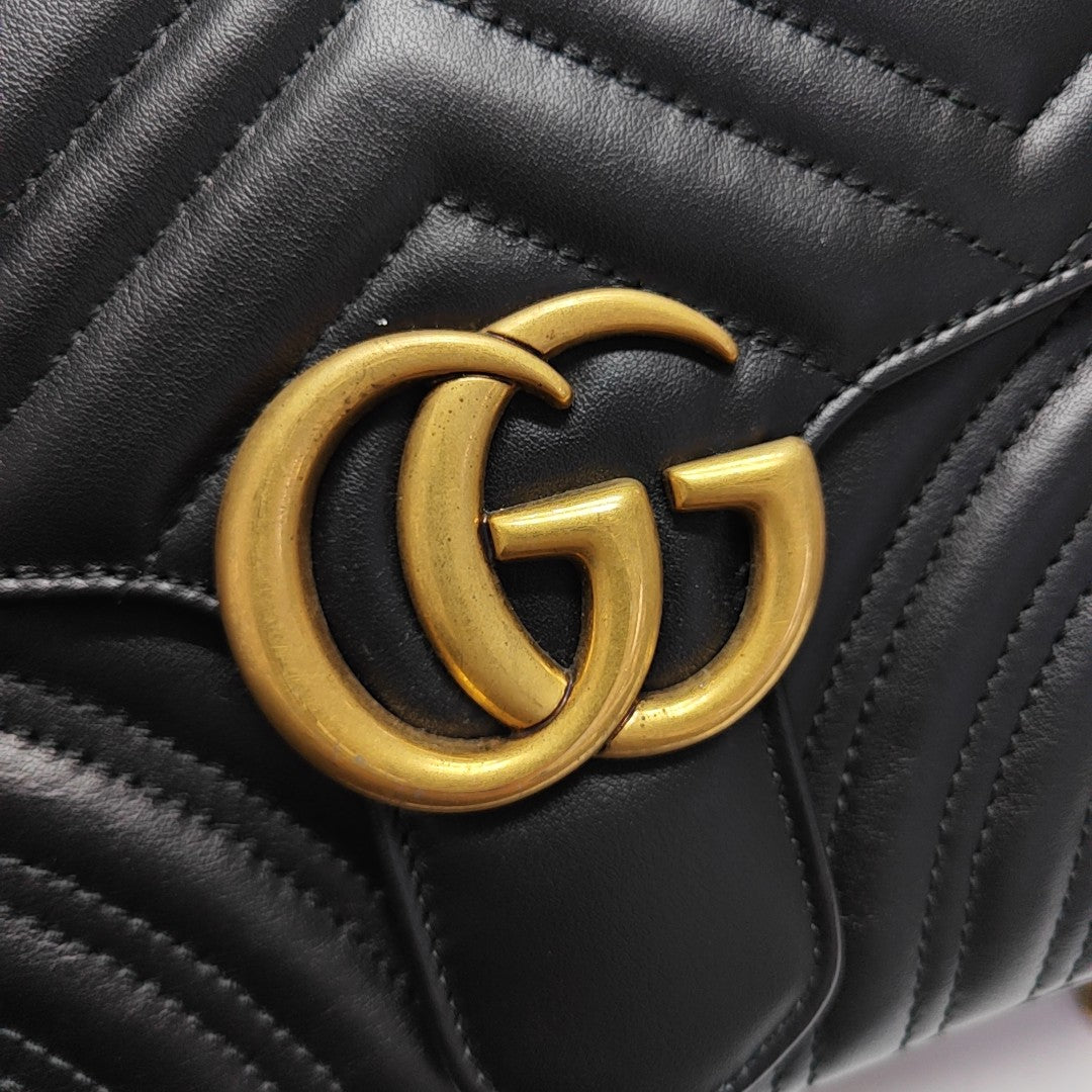 GG Marmont Medium Quilted Calfskin Black