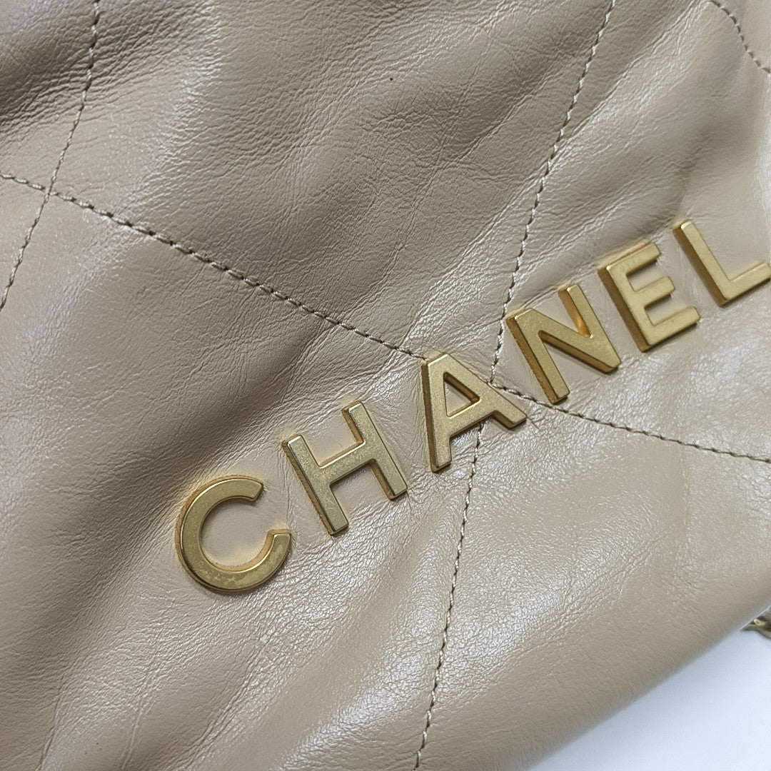 CHANEL 22 Mini Quilted Calfskin Beige