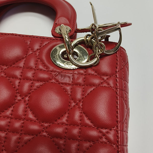 Lady Dior Small Cannage Lambskin Red