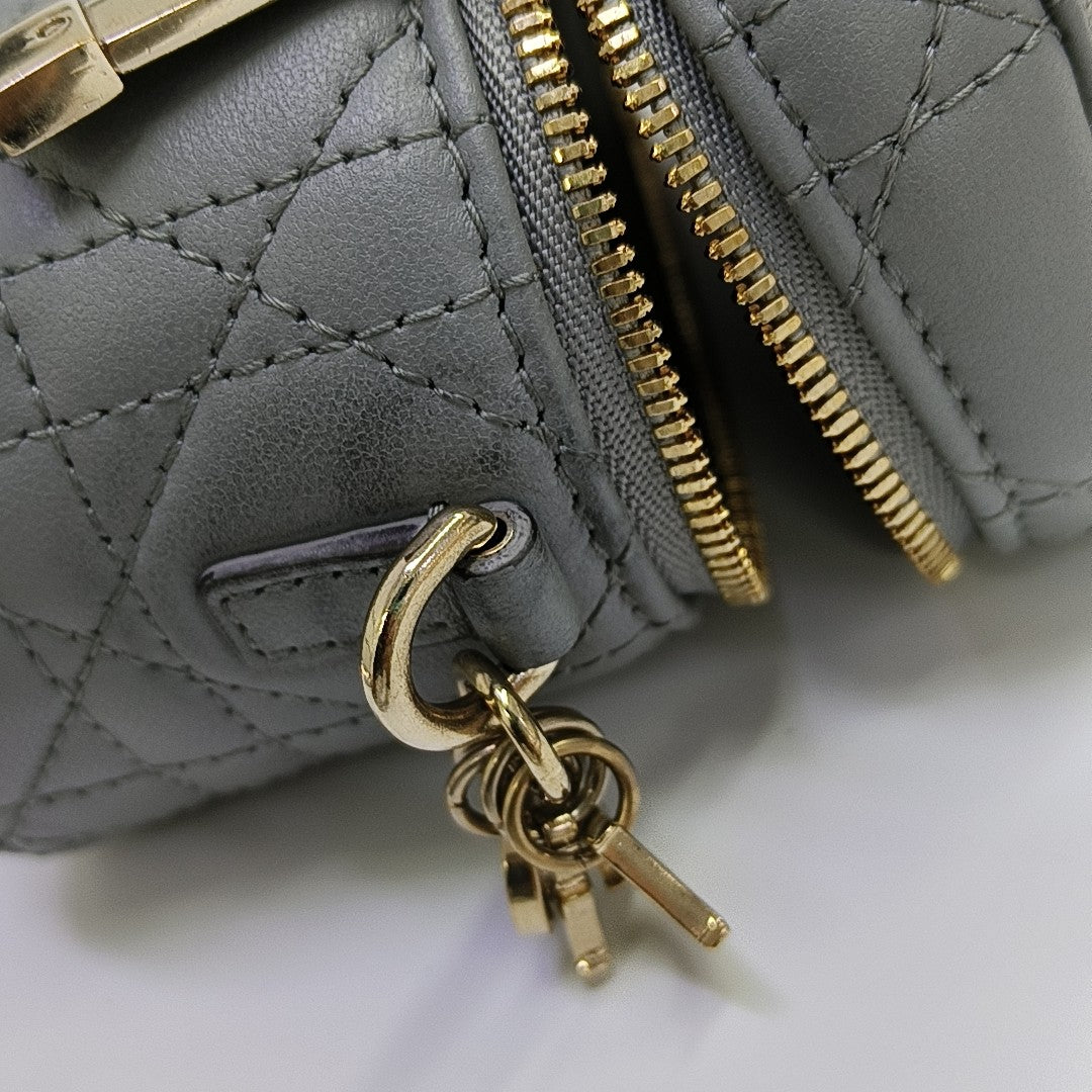 Vanity Lady Dior Super Mini Cannage Lambskin Gray