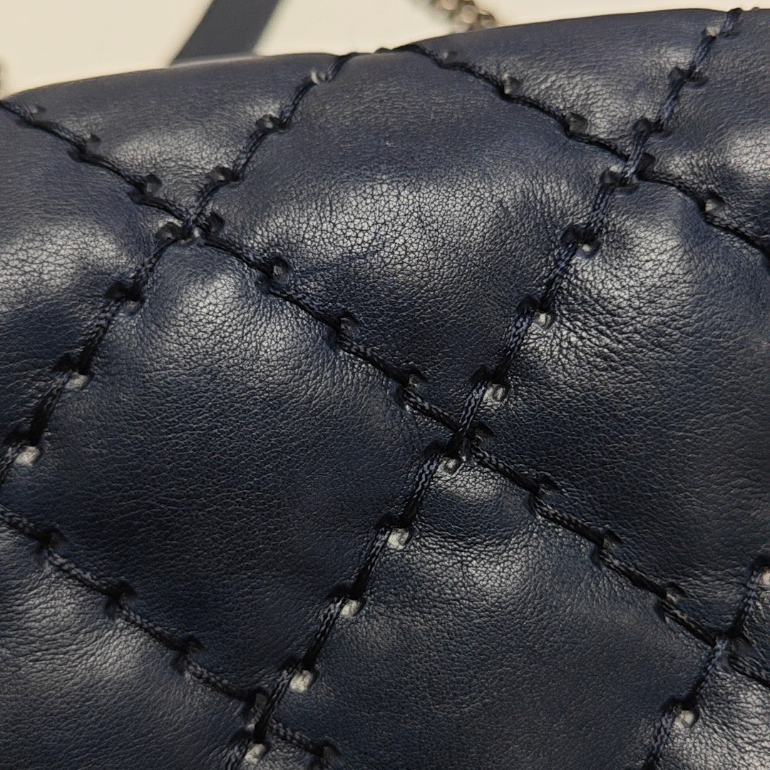 Quilted Calfskin Shoulder Bag Blue