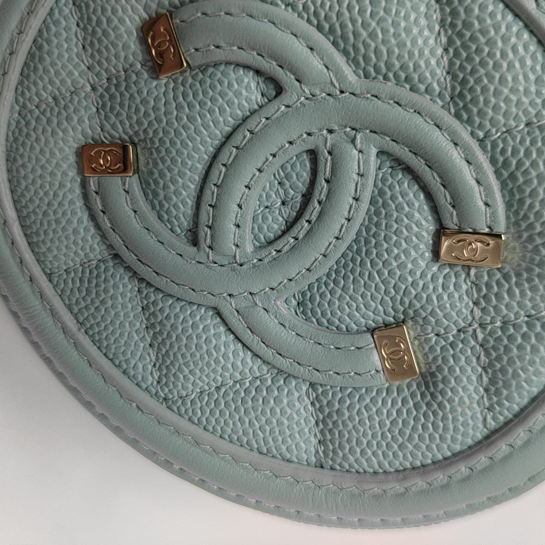 Quilted Grained Calfskin Wallet Blue