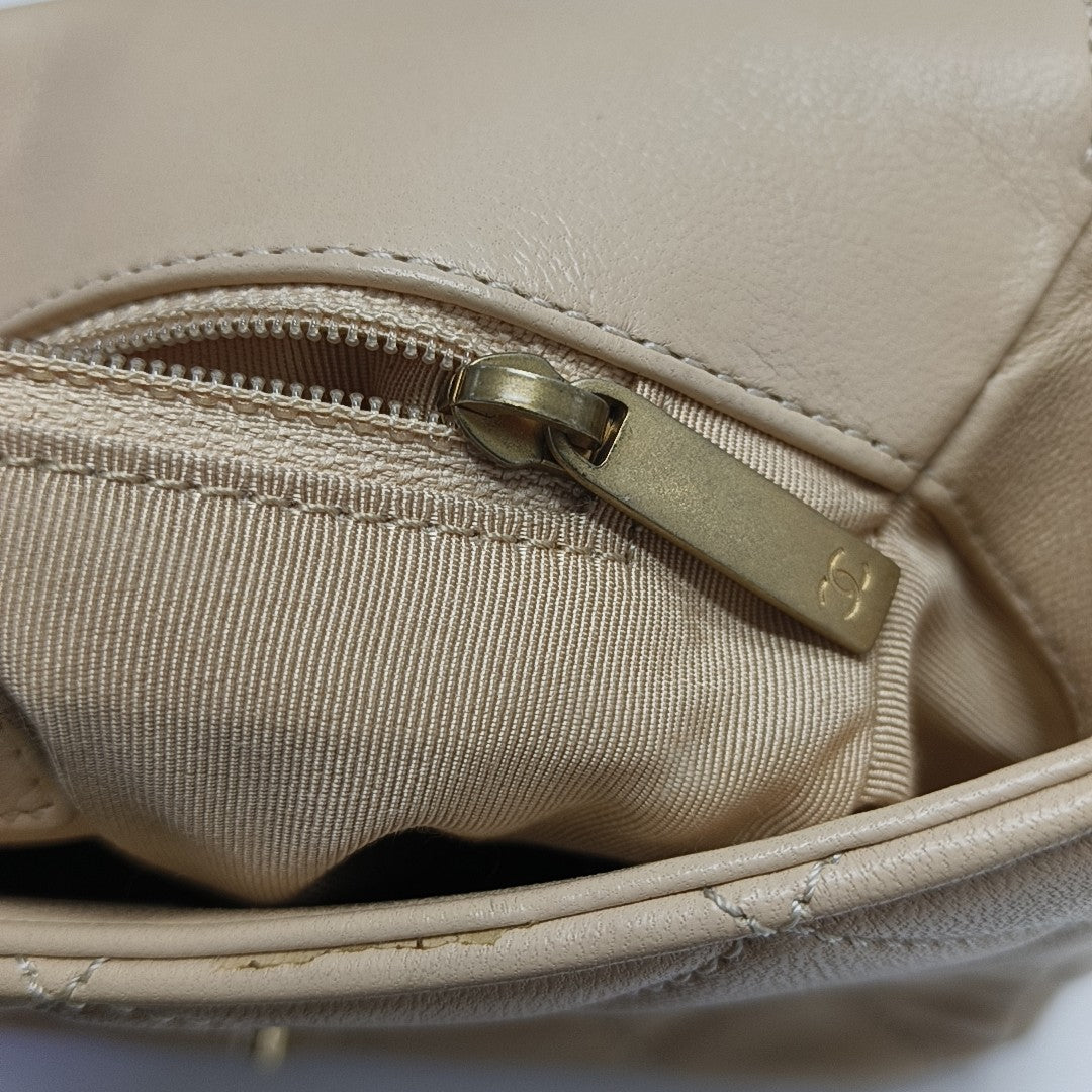 Quilted Lambskin Shoulder Bag Beige