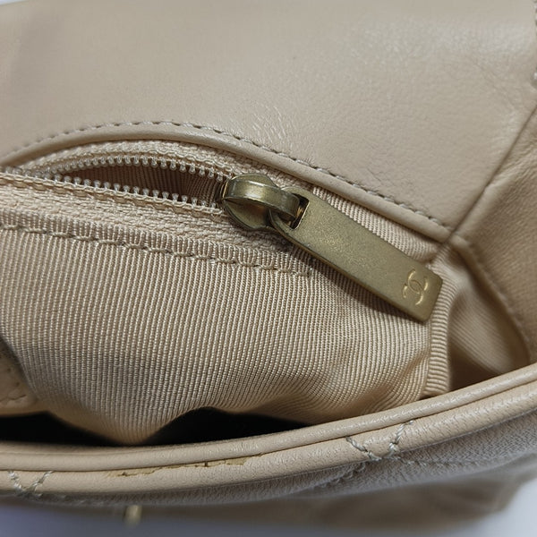 Quilted Lambskin Shoulder Bag Beige