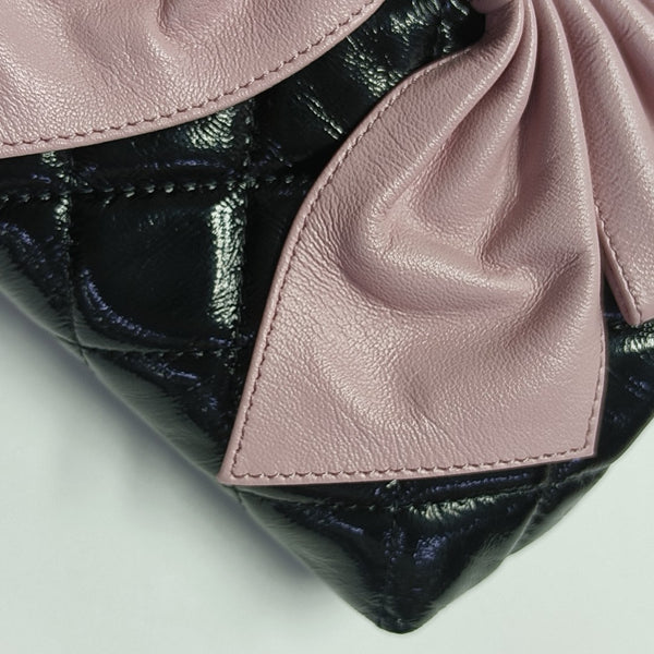 Quilted Patent Leather Shoulder Bag Black