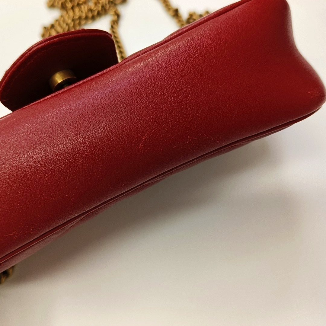 GG Marmont Mini Quilted Calfskin Red