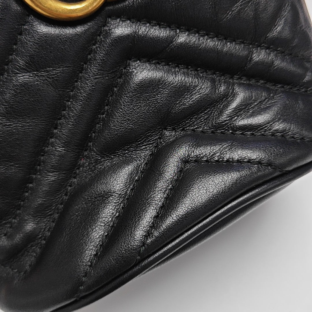 GG Marmont Mini Quilted Calfskin Black