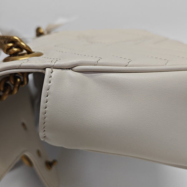GG Marmont Medium Quilted Calfskin White