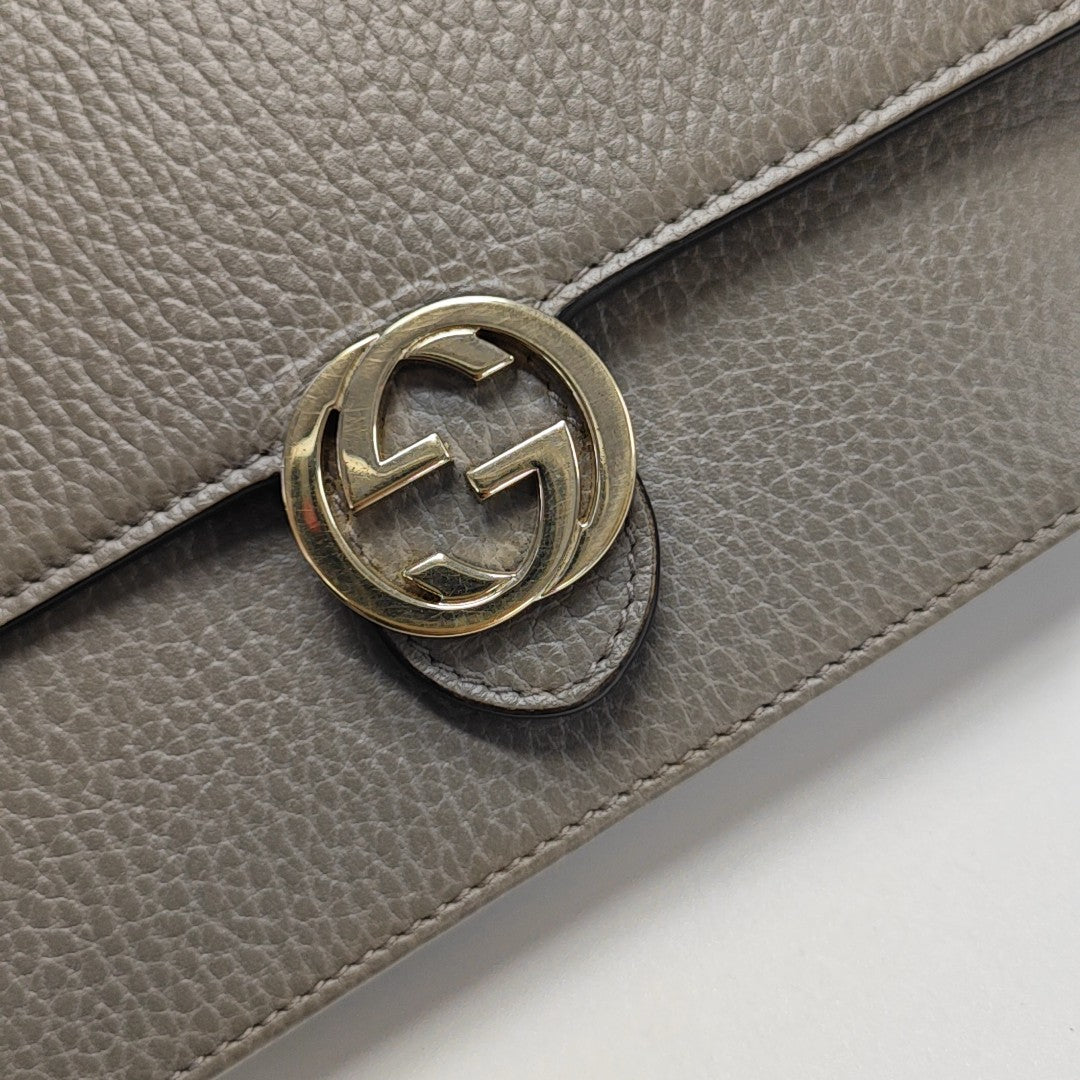 Interlocking G Small Calfskin Gray