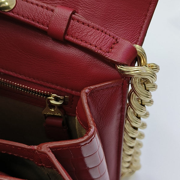 Calfskin Top Handle Bag Small Red