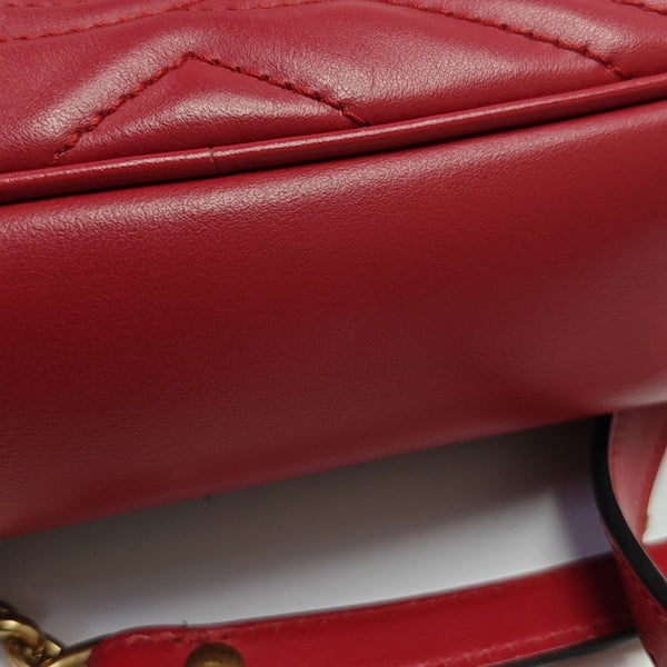 GG Marmont Super Mini Quilted Calfskin Red