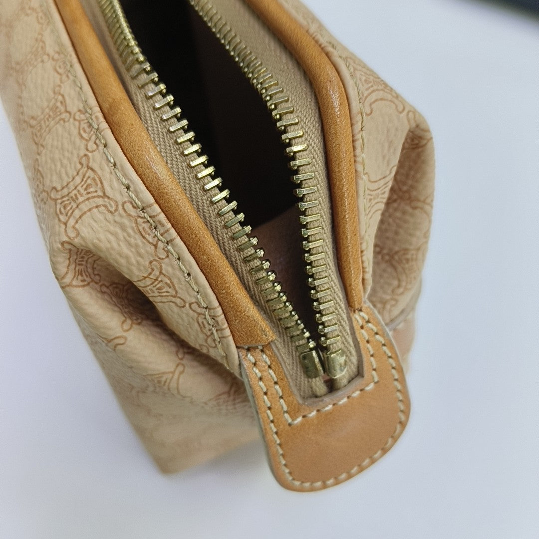 Coated Canvas Clutch Brown