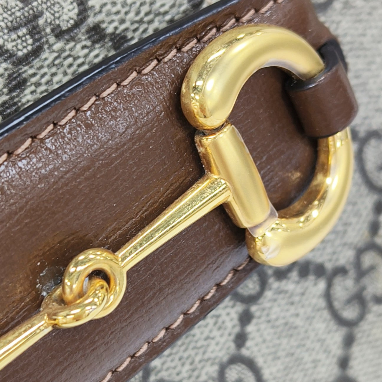 Horsebit 1955 Medium Monogram Coated Canvas Beige