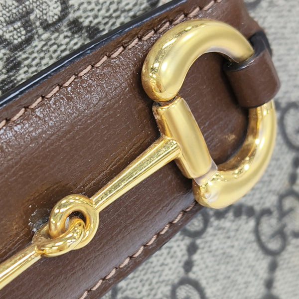 Horsebit 1955 Medium Monogram Coated Canvas Beige