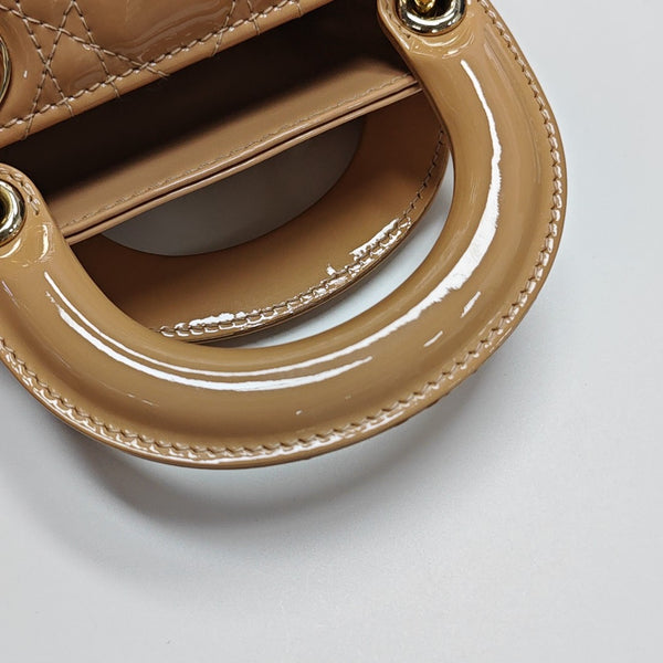 Lady Dior Mini Cannage Patent Leather Pink