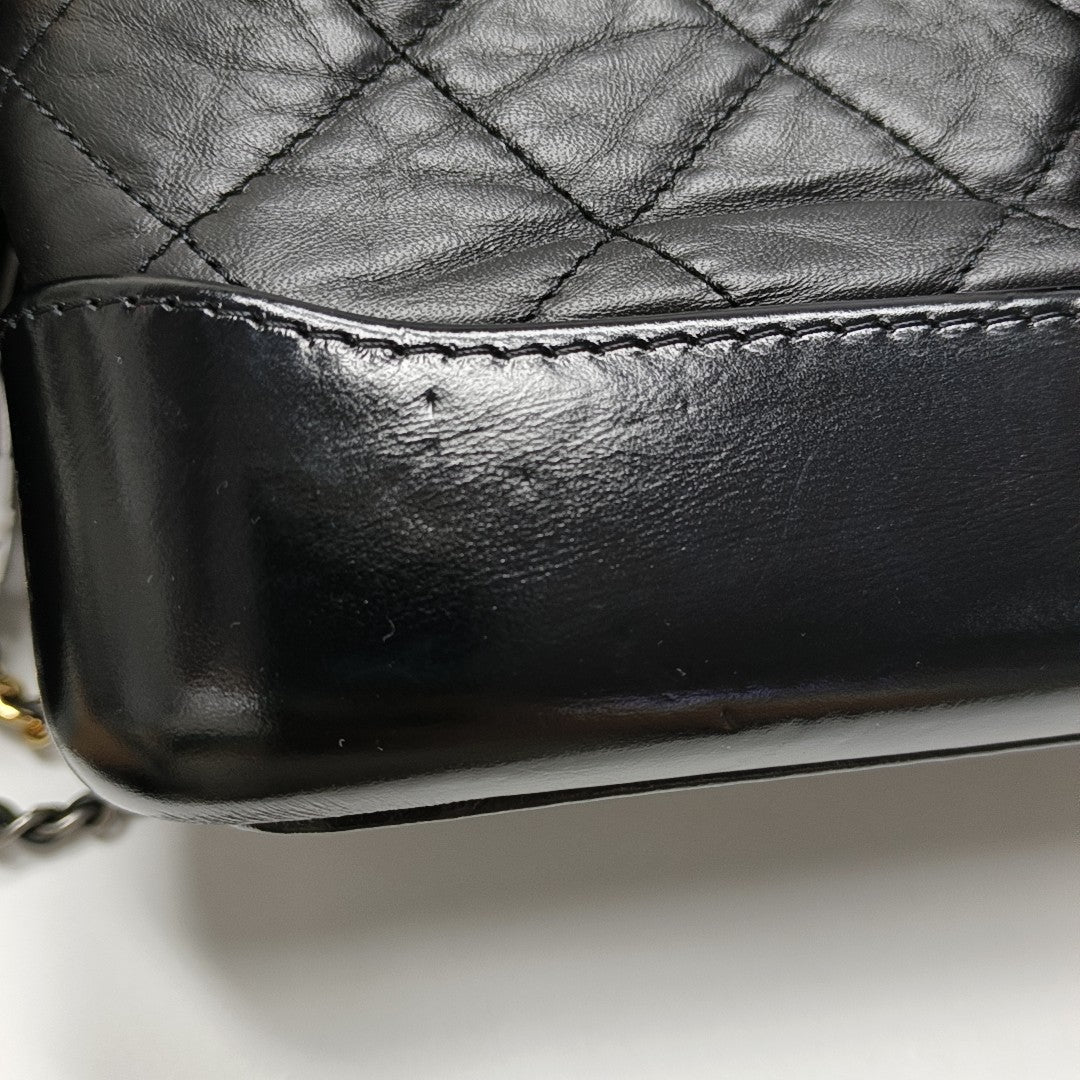 GABRIELLE Small Quilted Vintage Calf Black