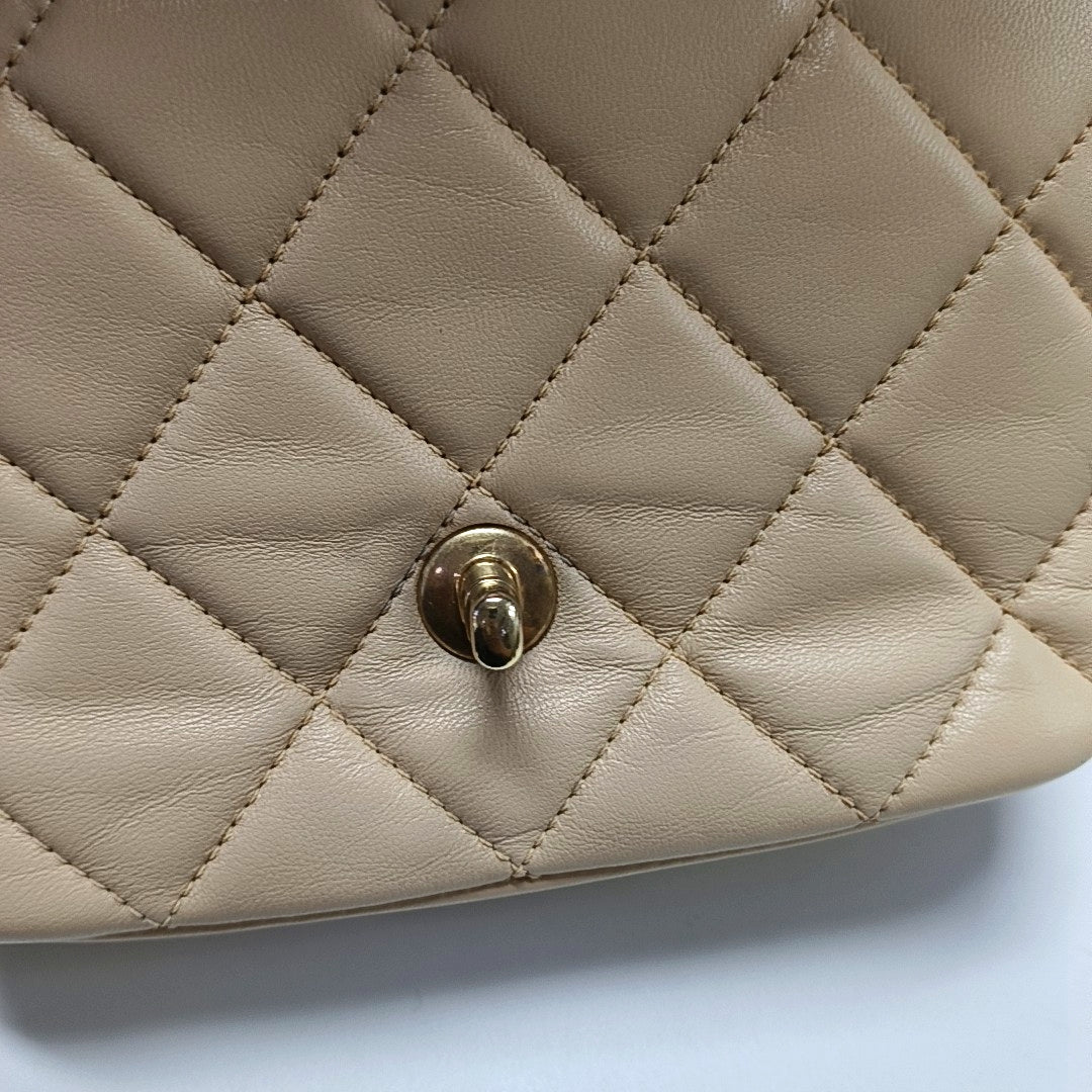 Small Quilted Lambskin Beige
