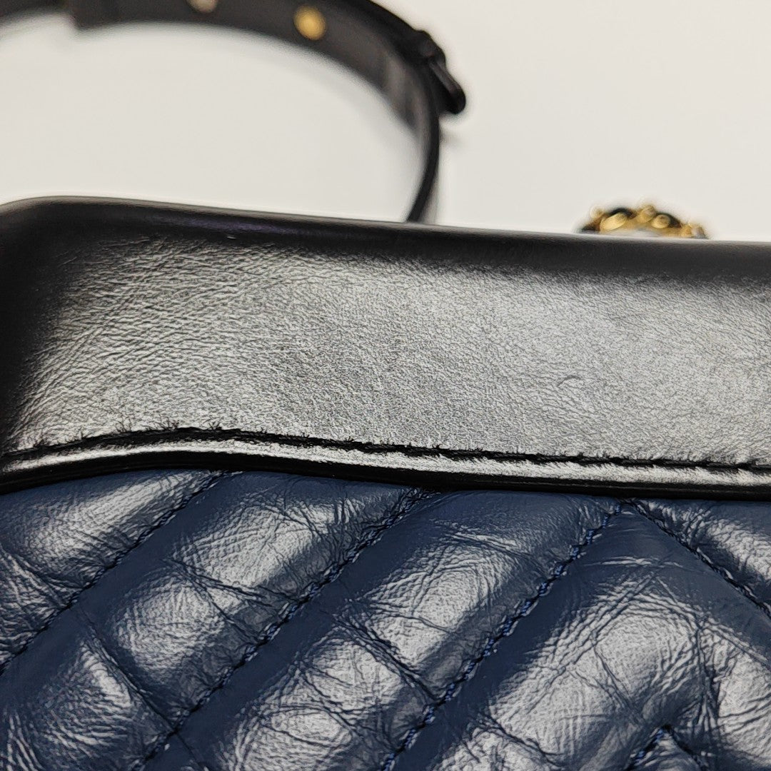 GABRIELLE Small Chevron Calfskin Blue