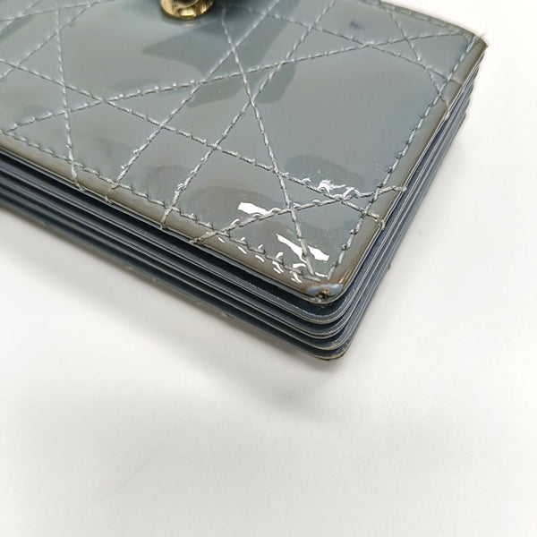 Authenticated pre-owned  Lady Dior Cannage Patent Leather Blue Card Holder - Card Holder at Looply
