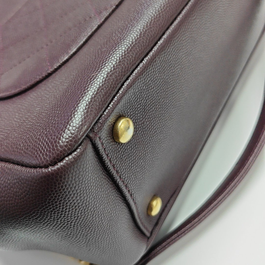 Quilted Grained Calfskin Shoulder Bag Red