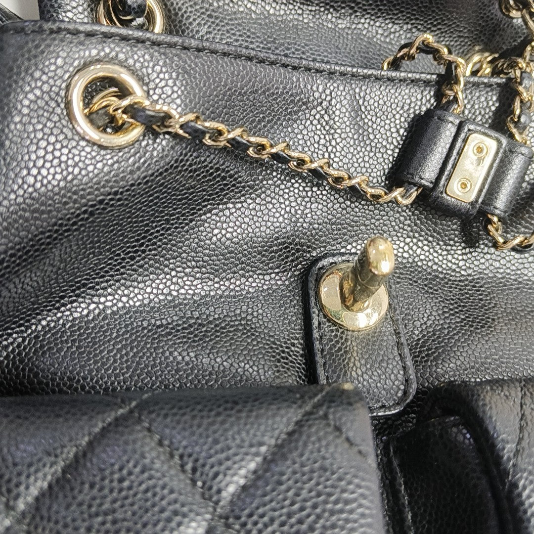 DUMA Medium Quilted Grained Calfskin Black
