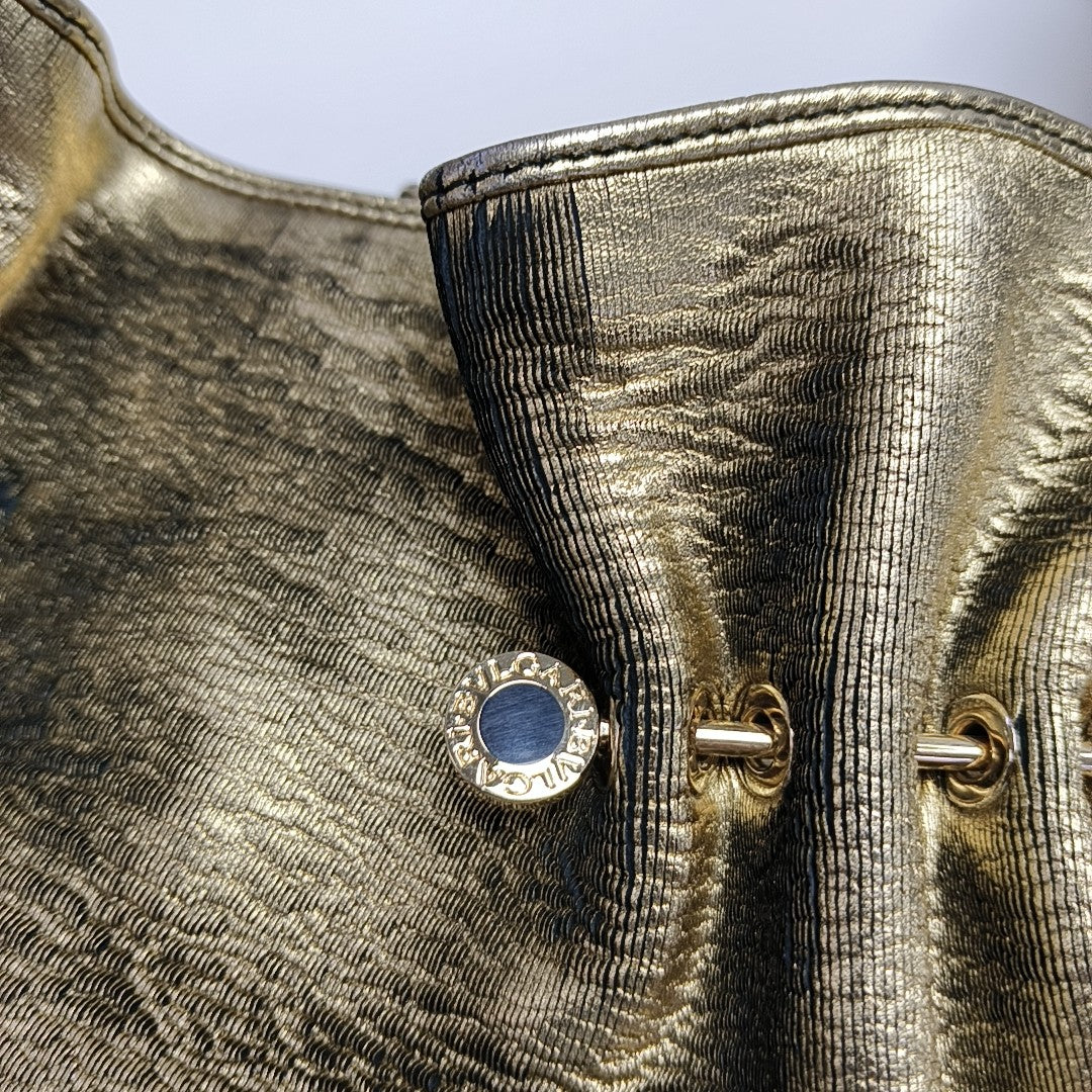 Fabric Top Handle Bag Gold