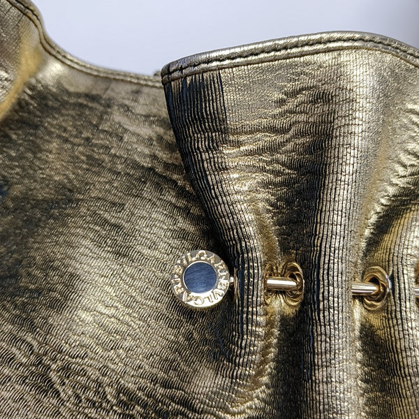 Fabric Top Handle Bag Gold
