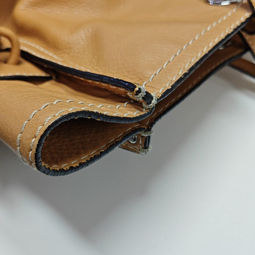 Calfskin Top Handle Bag Brown