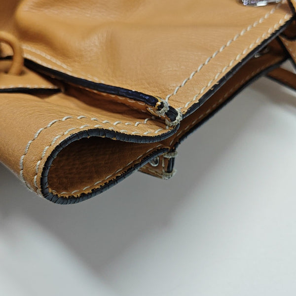 Calfskin Top Handle Bag Brown