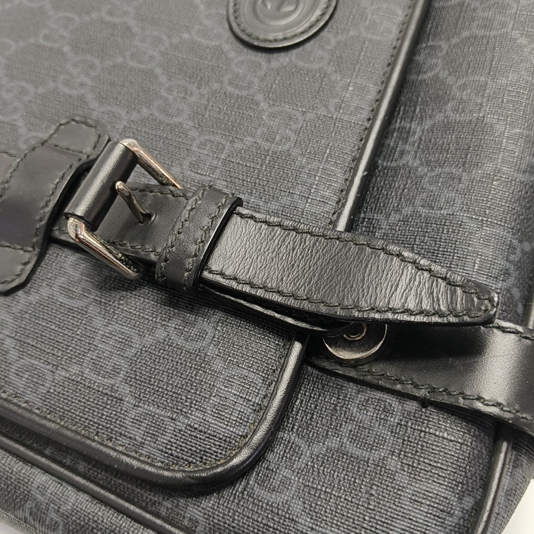 Monogram Coated Canvas Shoulder Bag Black