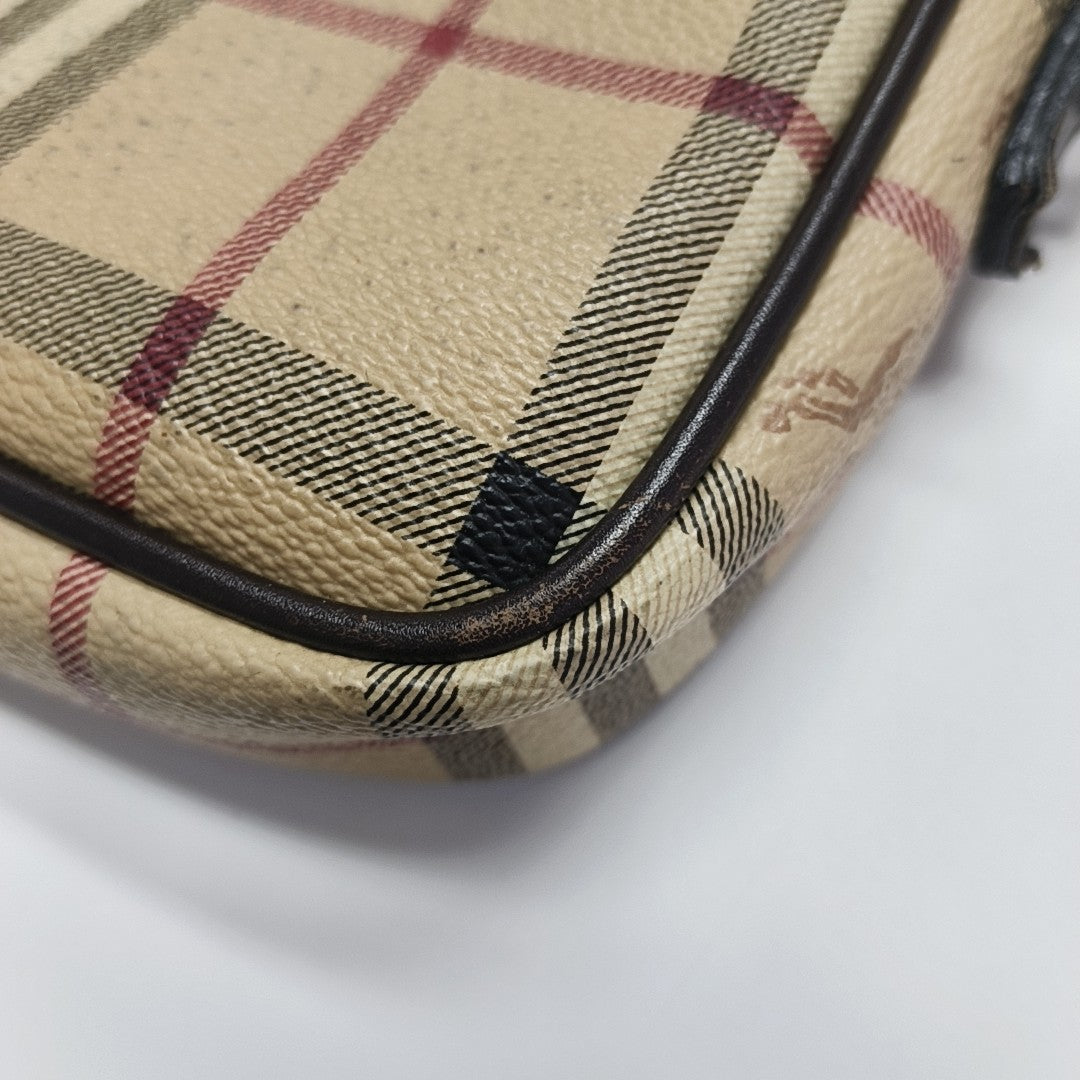 Coated Canvas Clutch Beige