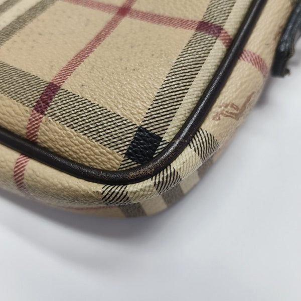 Coated Canvas Clutch Beige
