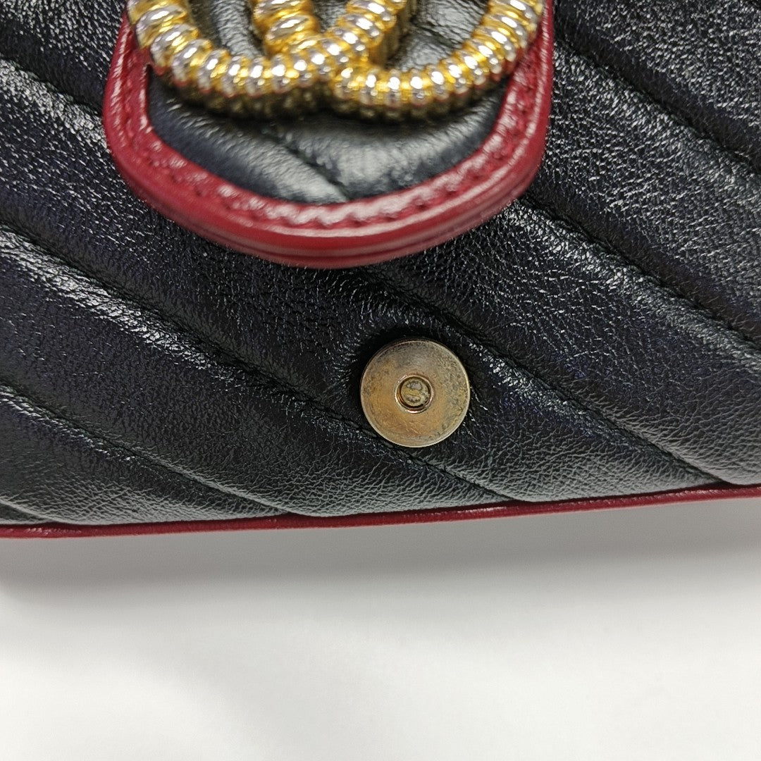 GG Marmont Super Mini Quilted Calfskin Black