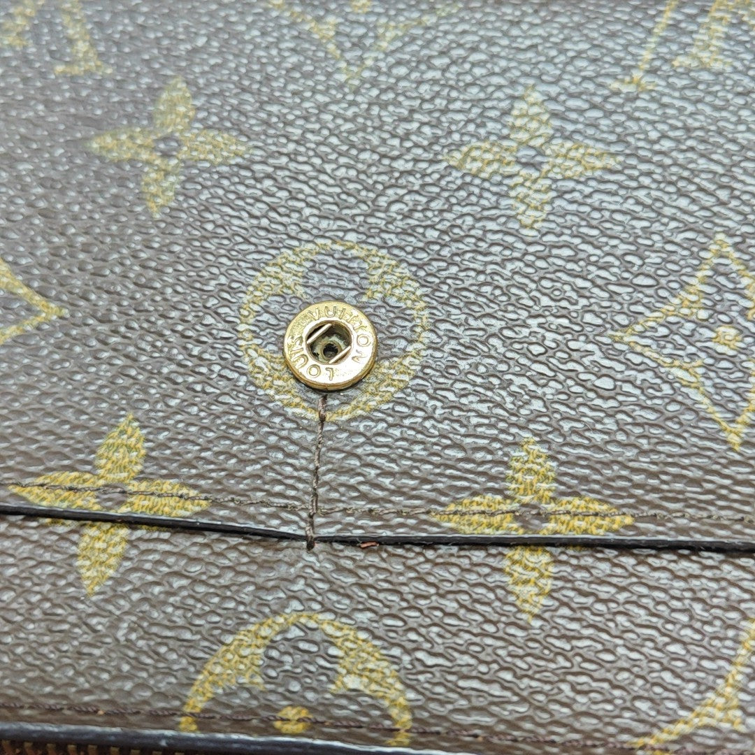 PORTE MONNAIE Monogram Coated Canvas Brown Wallet