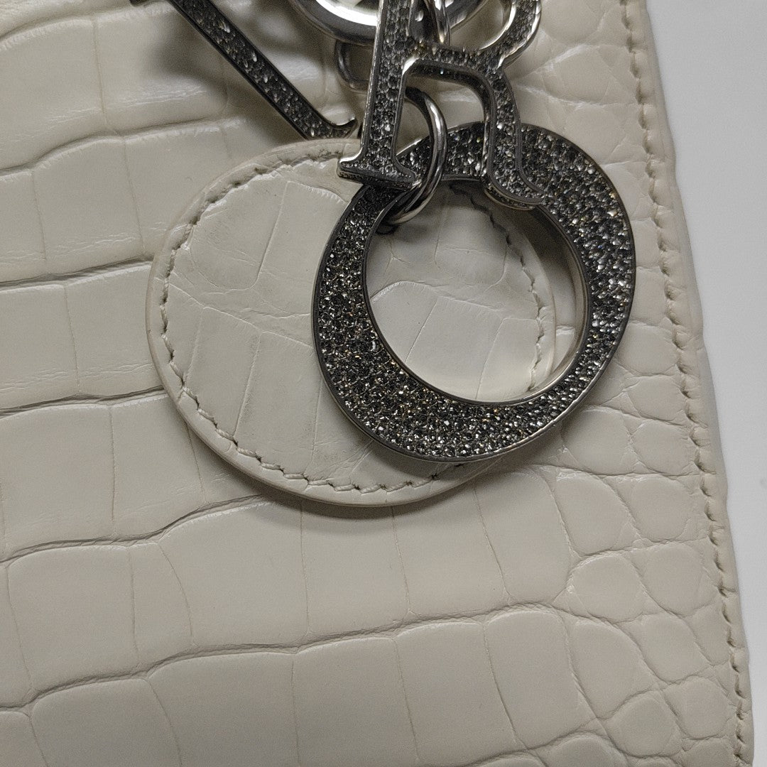 Lady Dior Mini Crocodile White