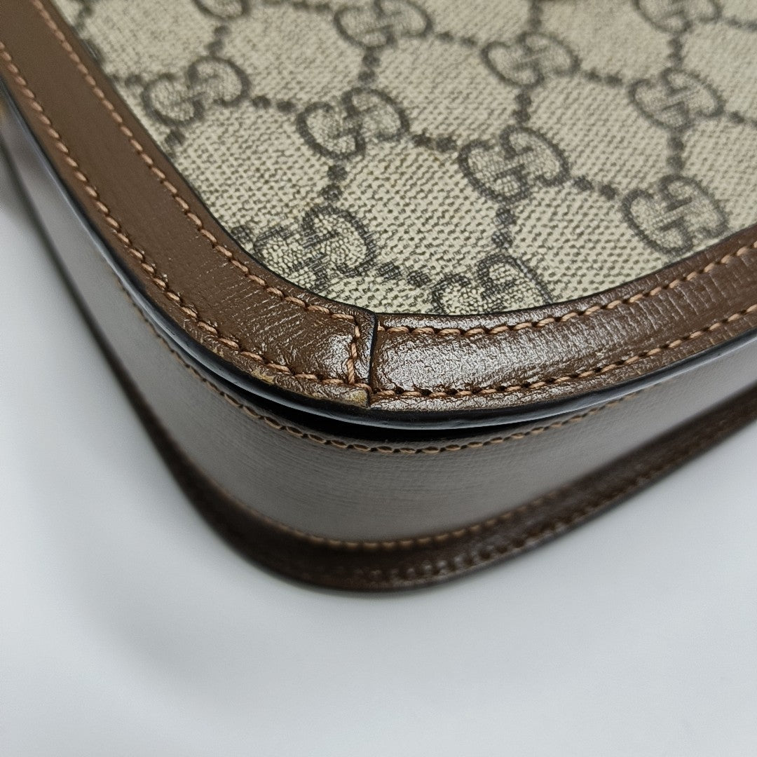 Horsebit 1955 Medium Monogram Coated Canvas Beige