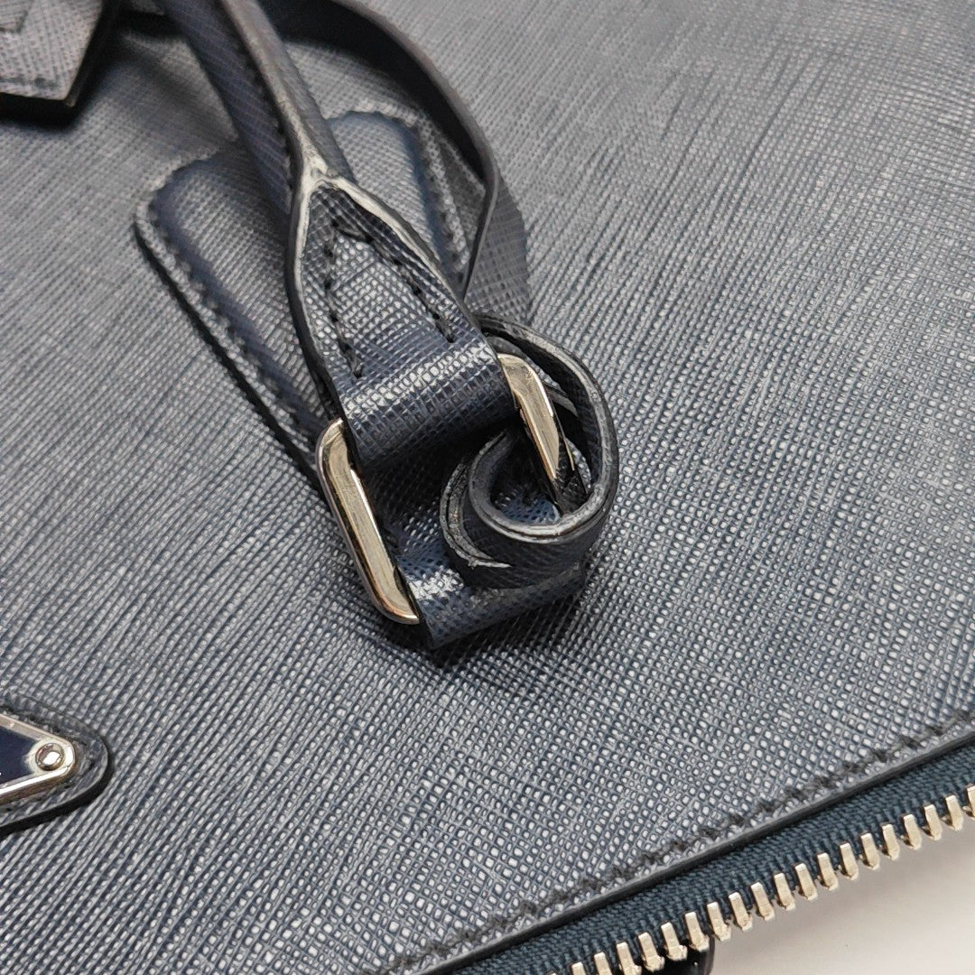 Saffiano Calfskin Top Handle Bag Blue