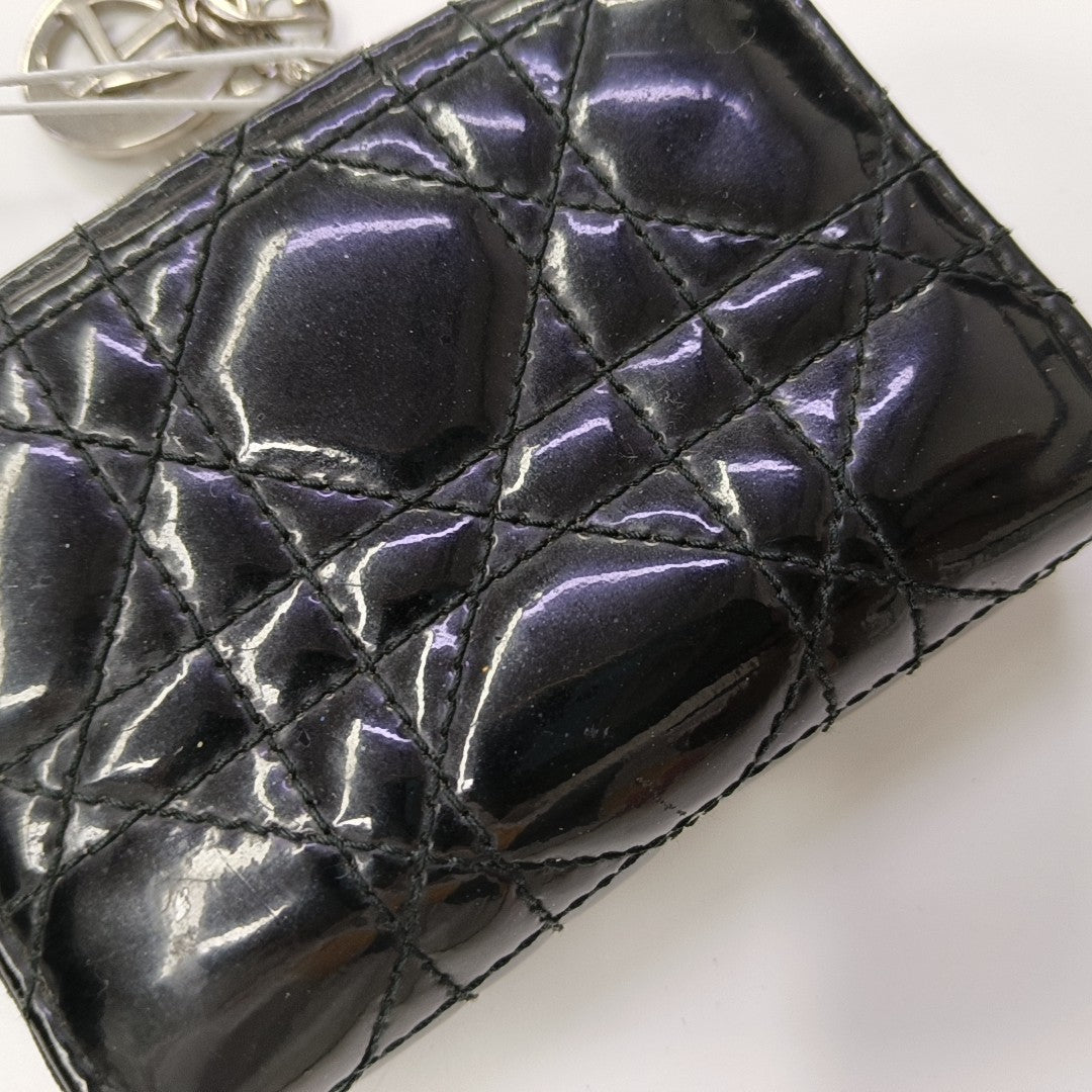 Lady Dior Cannage Patent Leather Black Wallet