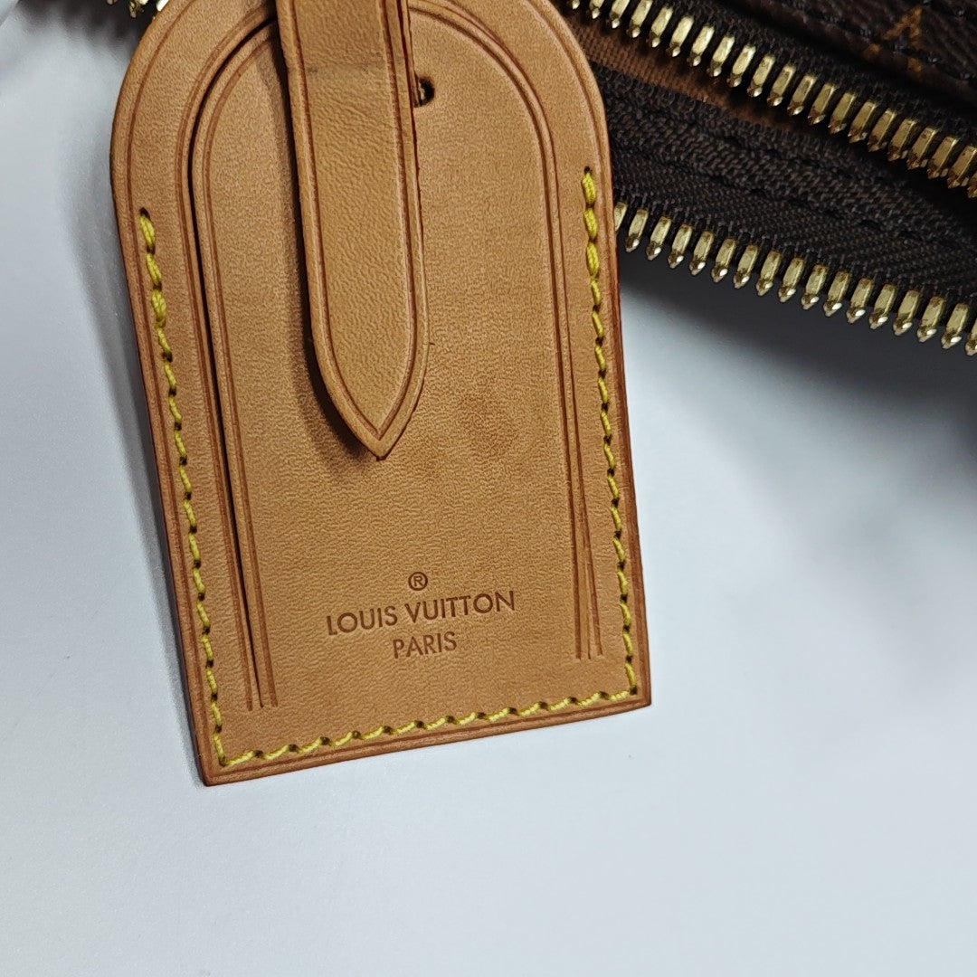 KEEPALL 55 Monogram Coated Canvas Brown