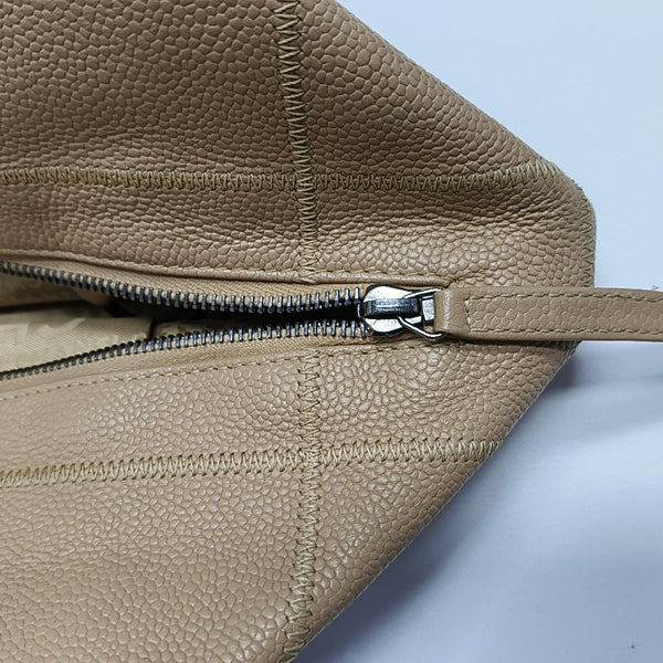 SQUARE STITCH Quilted Grained Calfskin Beige