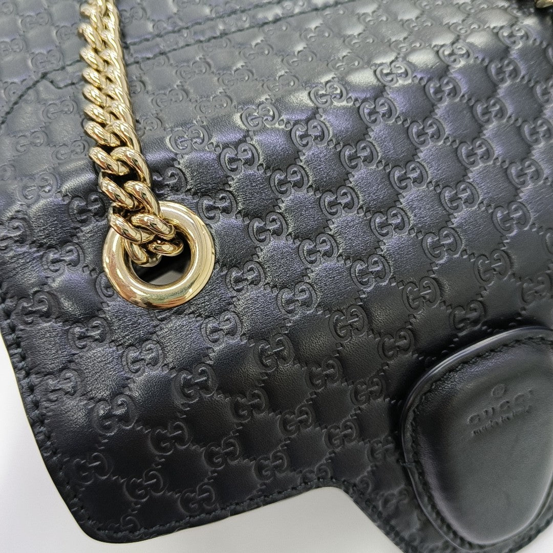 Emily Chain Mini Monogram Calfskin Black