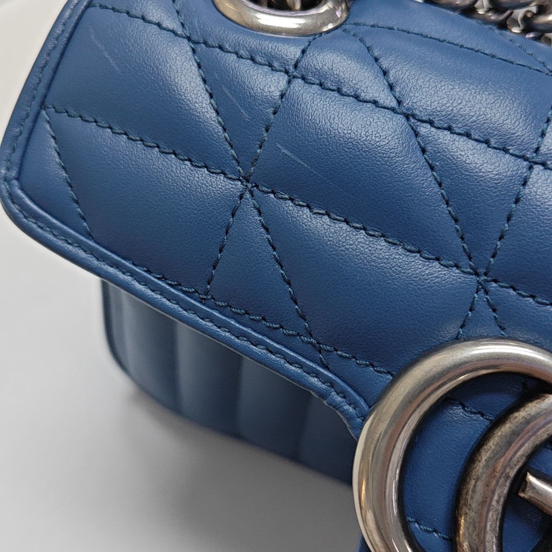 GG Marmont Small Quilted Calfskin Blue