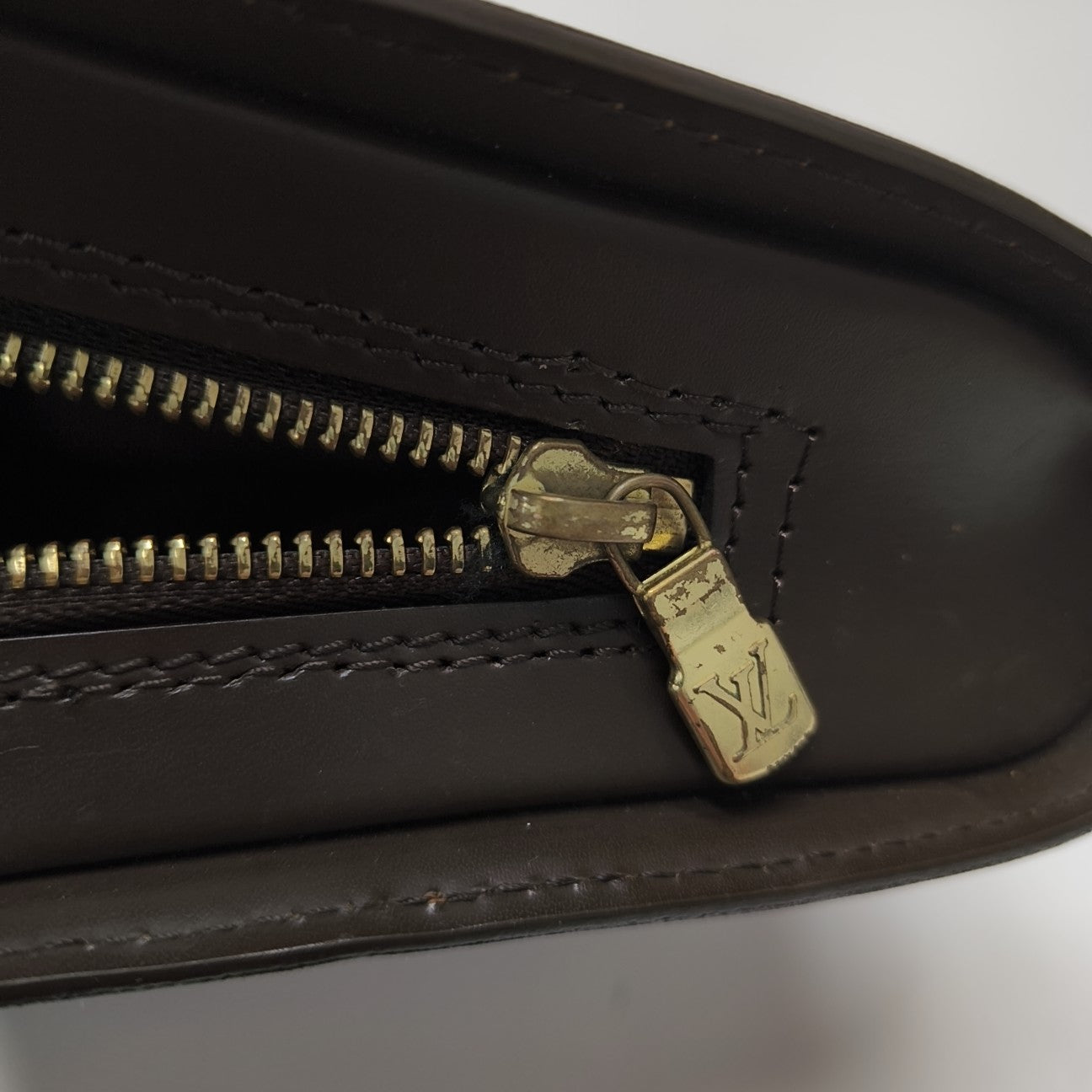 SAINT LOUIS Damier Ebene Coated Canvas Brown