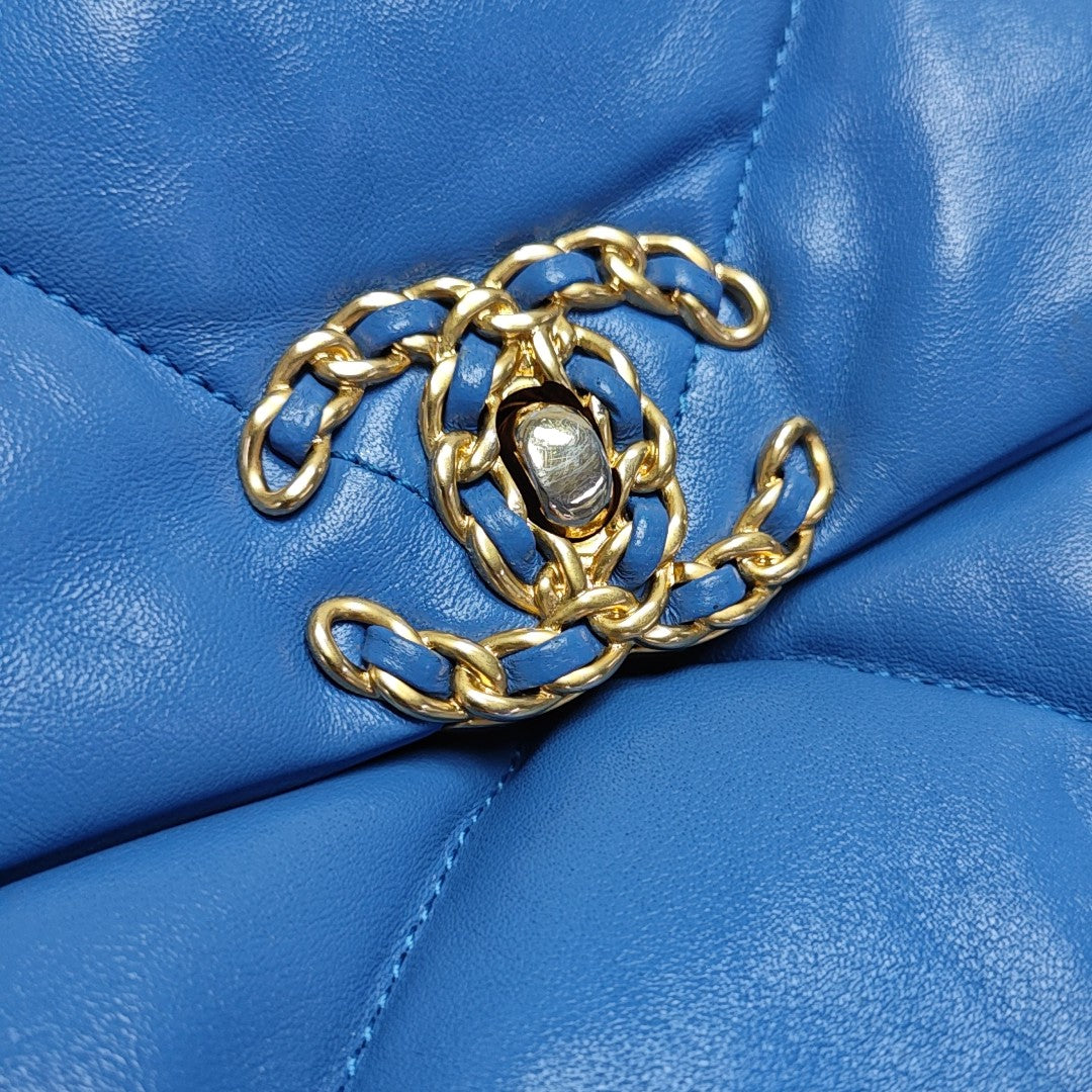 CHANEL 19 Large Quilted Lambskin Blue