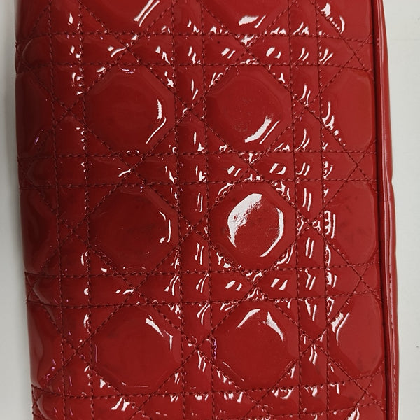Lady Dior Small Quilted Patent Leather Red