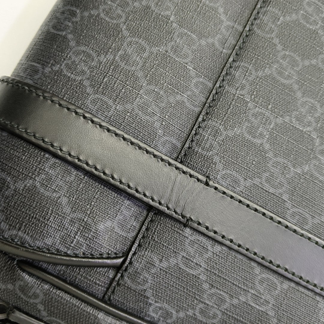 Monogram Coated Canvas Shoulder Bag Black