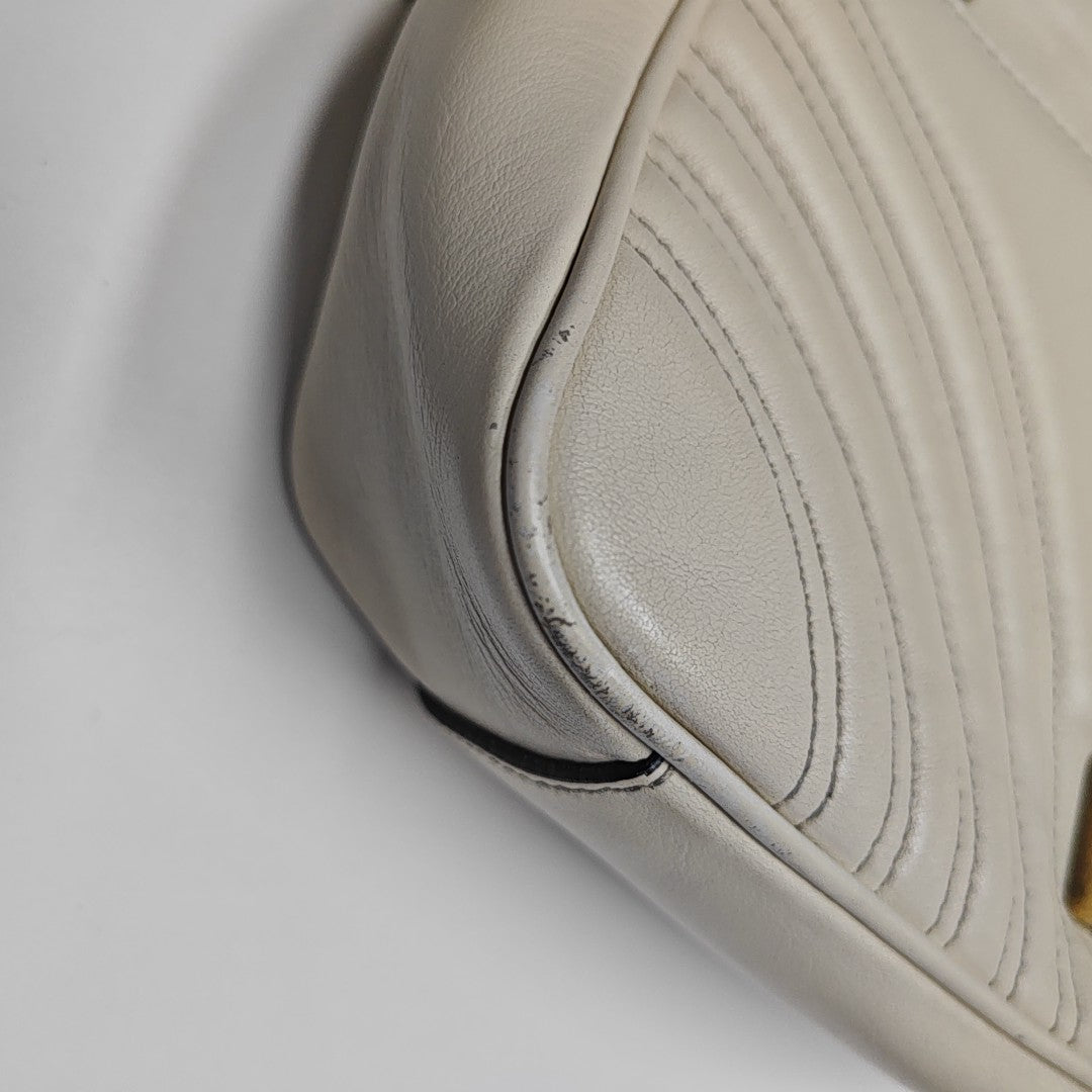 GG Marmont Medium Quilted Calfskin White