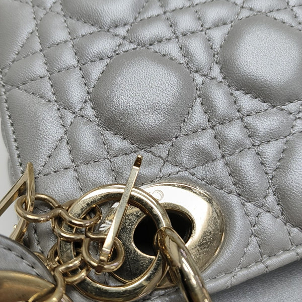 Lady Dior Mini Cannage Lambskin Gray
